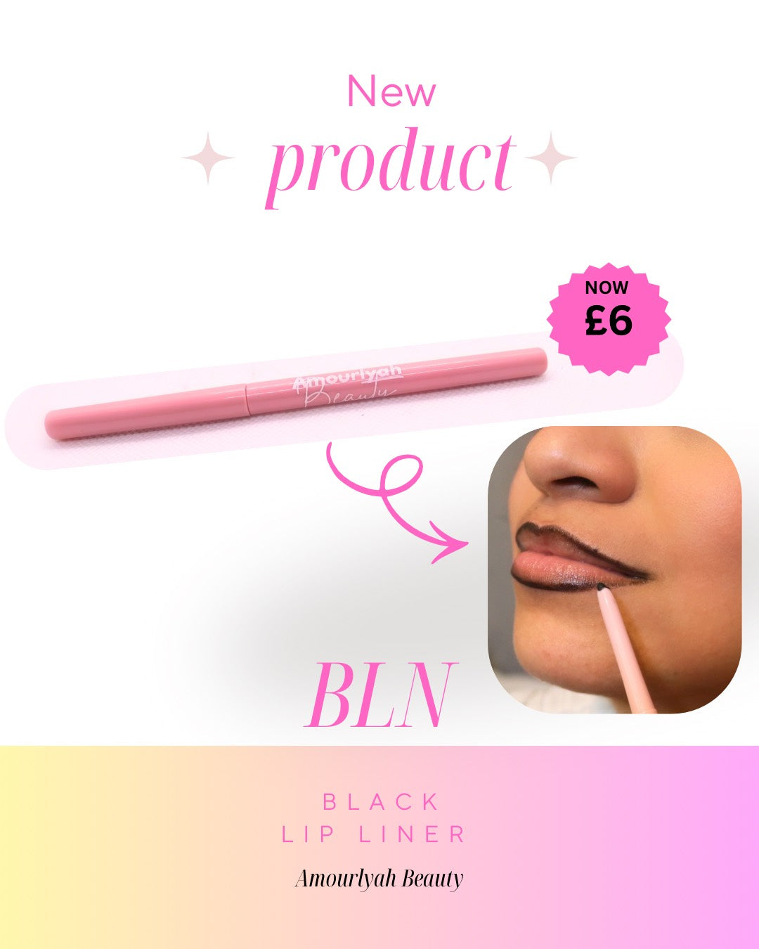 Black lip contour pencil with smooth pigmented formula ideal for gothic, editorial, and glam looks.