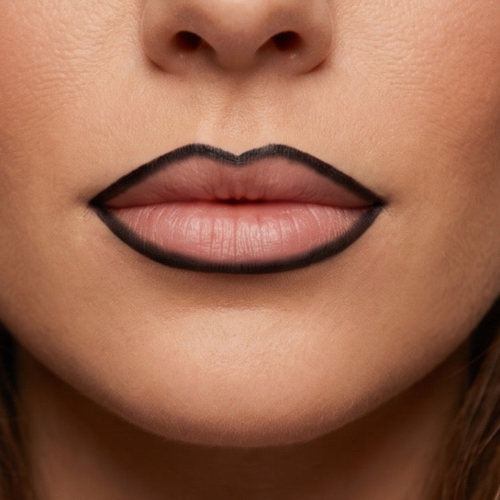 Close-up of a woman's lips with dark lipstick