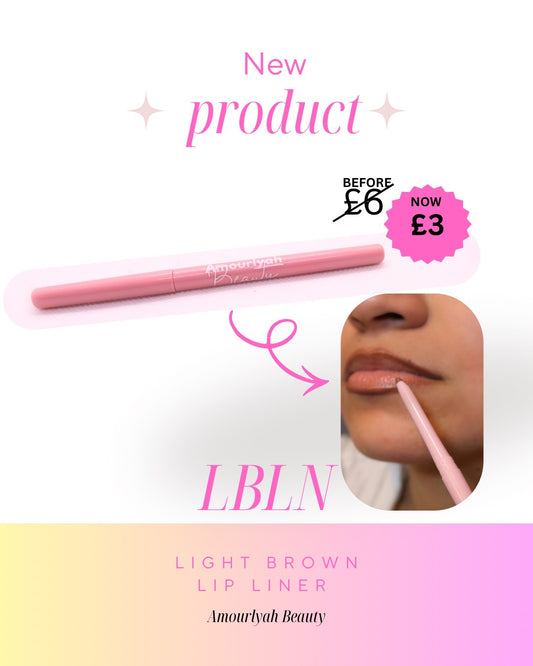 Caramel nude lip liner pencil for defining and overlining lips, matches nude gloss and lipstick. 